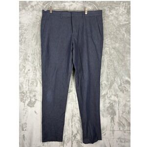 Express Photographer Mens 33x32 Navy Blue‎ Linen Cotton Blend Slim Dress Pants